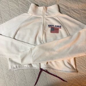 USA Crop mock neck quarter zip sweatshirt
